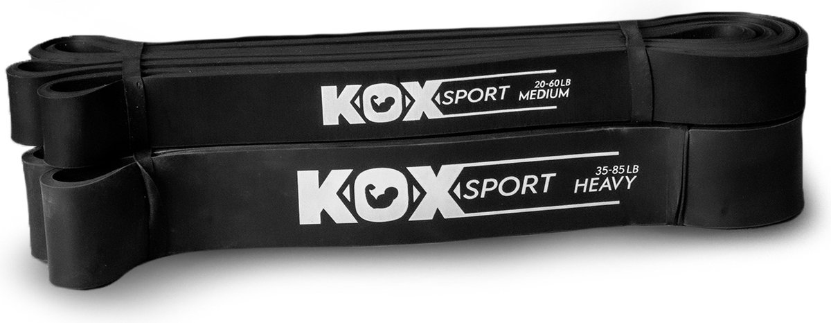 KOX-sports Weerstandsbanden - Pull up bands - Power bands - Set van 2 banden - 2 verschillende Weerstanden - Fitness elastiek - Pull up Pack Crossfit - Powerlifting banden - Fitness - Workout