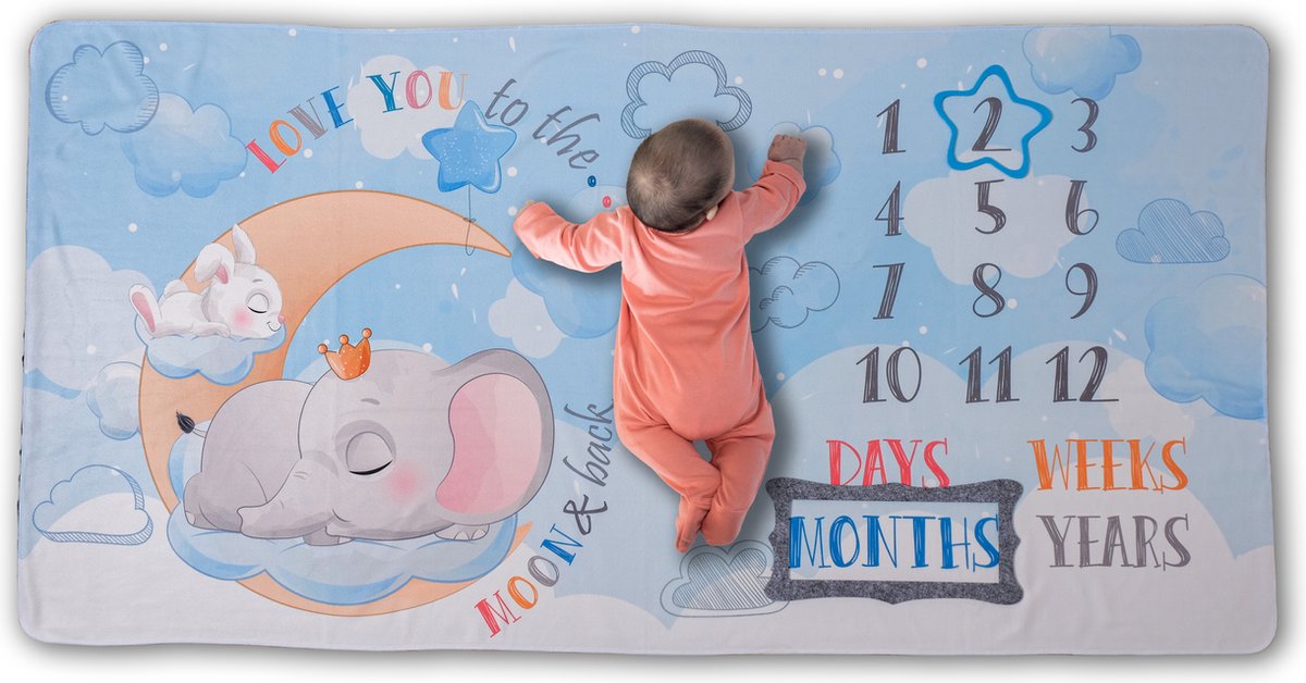 Goedkoopste Lubna Home Baby Fotoherinnering dekenje 75x150 cm-Kraamcadeau jounge -BLAUW