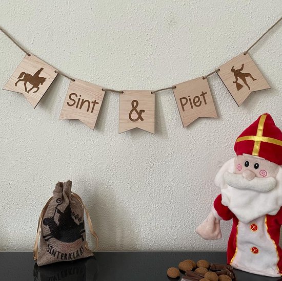Kers Vorming werper Mini slinger Sint & Piet - Sinterklaas - Houten Slinger - Decoratie - Hout  -... | bol.com