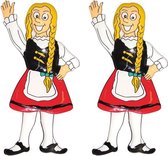 2x stuks wanddecoratie Oktoberfest bierfeest thema Heidi 60 cm - Tiroler dame