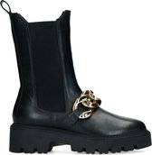 Sacha - Dames - Zwarte chelsea boots met goudkleurige chain - Maat 40