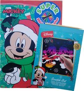 Disney Kerst Super Sticker & Color Kleurboek "Mickey" + Disney's Mickey Mouse kerst Krasblok 15 vel | Schoencadeau | Sint-tip | Kerst-tip