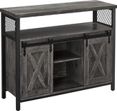 VASAGLE Sideboard, keukenkastje, opbergkastje, met 2 schuifdeuren, verstelbare plank, industrieel, voor woonkamer, antraciet grijs-zwart LSC092B04