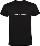 Denk je fissa? | Heren T-shirt | Zwart | Drank | Bier | Wijn | Kroeg | Feest | Festival | Suriname