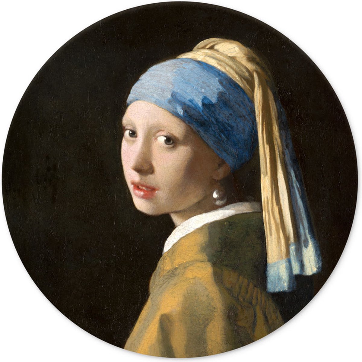 Muurcirkel Meisje met de Parel Johannes Vermeer 30 cm - rond schilderij - wandcirkel