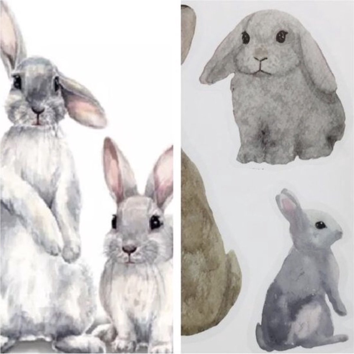 Muursticker Kinderkamer Konijn - 2 Setjes - Dieren - 25 x 38CM - Kraam Cadeau - Jongens en Meisjes