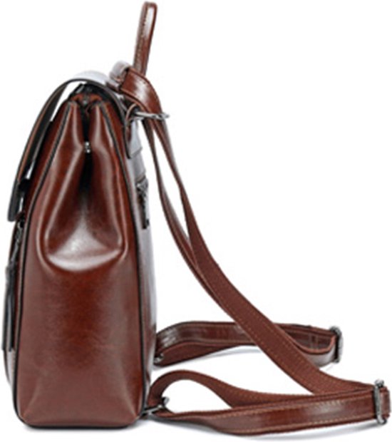 Sac à Dos Cartable En Cuir Vintage Pour Femme - Marron - Taille M - Fait Main En Inde - Neuf Sans étiquette