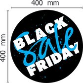 Black Friday Raamsticker - Buitenruit - 40 x 40 cm - Zwart met Blauw en Wit - Vinyl - Raamdecoratie