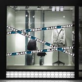 Black Friday Raamsticker - Striping - Set van 3 stuks - 7,5 x 300 cm - Zwart met Blauw en Wit - Vinyl - Raamdecoratie