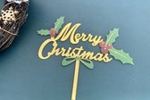 Marry Christmas Taart Topper set - Taart topper - Cake topper - Marry Cristmas - Let op: Goud Kersttak