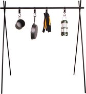 Kledingrek Stand - Zwart mt. L - Outdoor Camping Opvouwbare Opknoping Rack - Driehoekige Kledingrek - Vookware Rack Met 4 Beweegbare Haken & Storage Pouch