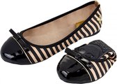 Sorprese – ballerina schoenen dames – Butterfly twists Cara Black Tan Stripe – maat 41 - ballerina schoenen meisjes