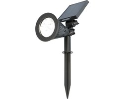 HOFTRONIC Bend - Solar Tuinspot - Zwart - IP65 Waterdicht - Schemerschakelaar - Tot 10 uur brandtijd - Kantelbaar - Winter solar - 6000K Daglicht wit - Tuinverlichting op zonne-energie - Ook als wandlamp te gebruiken