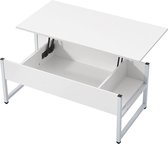 Salontafel met Opbergruimte - Tafel Vierkant Hoogglans Wit - Koffietafel - Bijzettafel met Opbergruimte - Model ES401 - Met Zweef Lade