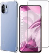 Hoesje Transparant voor Xiaomi Mi 11 Lite 5G NE - Screenprotector Glas voor Xiaomi Mi 11 Lite 5G NE - Xiaomi Mi 11 Lite 5G NE Siliconen Shock Proof Hoesje Case met Versterkte rand