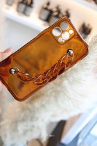 bebeautiful handketting telefoonhoesje Iphone 12 bruin marmer