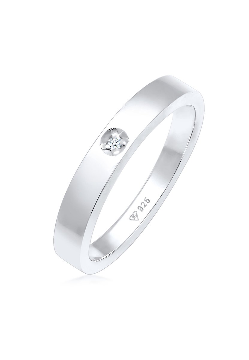 Elli PREMIUM - Ring - Solitaire Classic met Diamant (0.015 ct.) in 925 Sterling Zilver - Dames