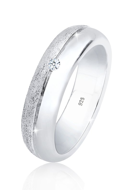 Elli PREMIUM Dames Ring Dames Basis Band Ring met Diamant (0.03 ct.) in 925 Sterling Zilver