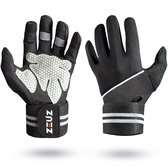 ZEUZ Sport & Fitness Handschoenen Heren & Dames - Krachttraining – CrossFit Gloves – Volledige Bescherming Vingers - Grijs & Zwart - Maat L