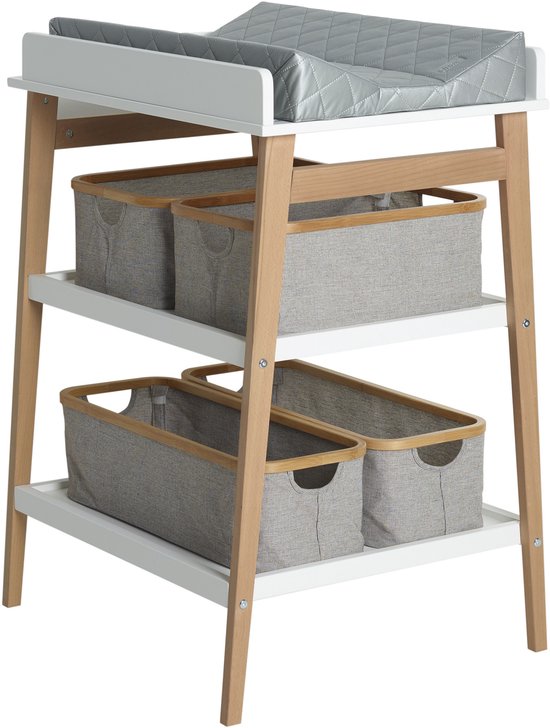 Quax - Luiertafel Hip - Wit/Naturel