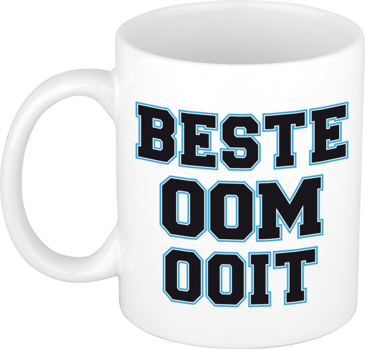 Beste oom ooit mok / beker wit met blauwe - 300 ml - verjaardag / bedankt cadeau oom