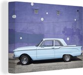 Baby blue vintage car 80x60 cm - Tirage photo sur toile (Décoration murale salon / chambre)