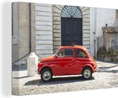 Voiture vintage rouge garée dans les rues de Rome 120x80 cm - Tirage photo sur toile (Décoration murale salon / chambre)
