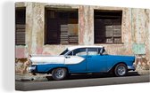 Toile Peinture Vintage - Voiture - Cuba - 80x40 cm - Décoration murale