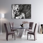 Luxe Canvas Schilderij Jazz Woman | 100x75 | Woonkamer | Slaapkamer | Kantoor | Muziek | Vrouw | Design | Art | Modern | ** 4CM DIK! 3D Effect**