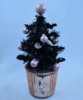 kerstboom (pje) in wit zalm glazen pot. Hoogte 36 cm Ø 14 cm