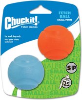 Chuckit! Fetch Ball - Hondenspeelgoed - Hondenbal - Natuurlijk Rubber - Small - Ø5 cm - Oranje/Blauw - 2 Stuks