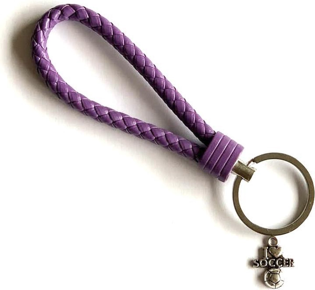 Sleutelhanger - Paars - Voetbal - I Love Soccer - Sport - Hanger - Leer - SportPresent - Sportsieraad - Sieraden - Team - Teamkado