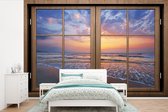 Behang - Fotobehang Doorkijk - Strand - Zee - Breedte 420 cm x hoogte 280 cm