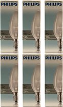 Philips - Kaarslamp - 40Watt - E14 Fitting - Gloeilamp - Kaars - Helder - Dimbaar - Kleine Fitting - 40W - (6 STUKS)