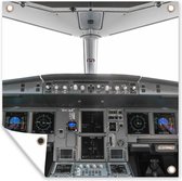 Tuin poster Cockpit - Vliegtuig - Simulator - 200x200 cm - Tuindoek - Buitenposter