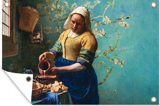 Tuinposter Melkmeisje - Amandelbloesem - Van Gogh - Vermeer