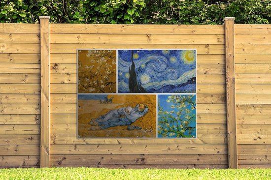 Décoration murale extérieur Van Gogh - Collage - Art - 160x120 cm - Toile jardin - Affiche extérieure