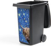 Container sticker Sterrennacht - Van Gogh - Schotse hooglander - 38x80 cm - Kliko sticker