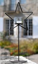 Windlicht ster - Kaars houder - theelicht houder ster - 65 cm hoogte - Zwart Metaal - INCL. STEVIG GLAS
