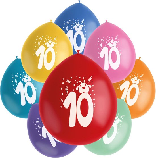 Folat Ballonnen Color Pop 10 Jaar 23 Cm Latex 8 Stuks