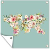 Carte en Tissu de Jardin - Monde - Roses - Vert - 100x100 cm