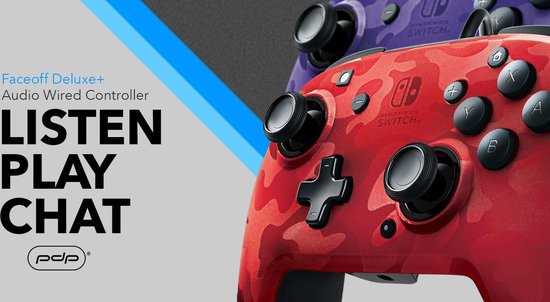 PDP Gaming Faceoff Deluxe+ Audio Wired Controller - Red Camo (Nintendo Switch/Switch OLED) - PDP