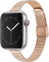 Geschikt voor Apple Watch bandje 38 / 40 / 41 mm - Series 1 2 3 4 5 6 7 SE - Smartwatch iWatch horloge band - 38mm 40mm 41mm - Fungus - RVS metaal - Milanese dun - Rosegoud