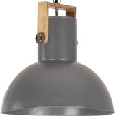 Industriële hanglamp 25 W grijs rond mangohout 52 cm E27