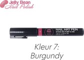 Jelly Bean Nail Polish Nail Art Pen - Burgundy (kleur 7) - Roze - Nagelversiering - Nagel pen 7 ml