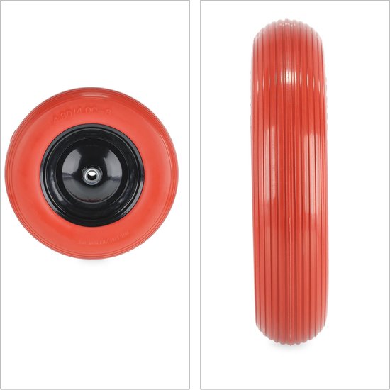 kruiwagenwiel 4.80 4.00-8 - rubberen band - stalen velg - antilek - rood-zwart van Merkloos	 — afbeelding 2