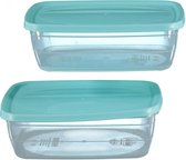 Set de contenants alimentaires FOODIE - Menthe / Transparent - Plastique - Lot de 2 - 2 L - Tupperware - Rectangle - Container alimentaire