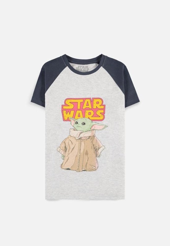 Star Wars - The Mandalorian Raglan Kinder T-shirt - Kids 158 - Grijs/Blauw