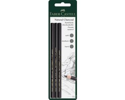 Faber-Castell houtskool potloden - Pitt Monochrome - 3 stuks op blister - FC-117498