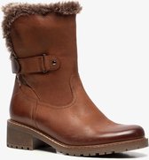 Hush Puppies gevoerde leren dames enkellaarsjes - Cognac - Maat 37 - Echt leer